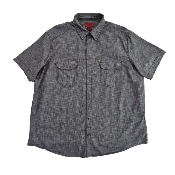 The Foundry Short Sleeve Shirt Men's 3XL Black Button Pockets Workwear EUC LN - Picture 1 of 11